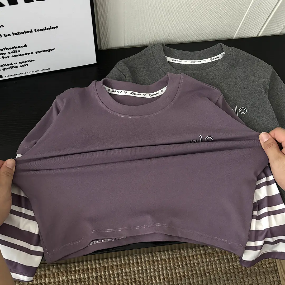 Kids Long Sleeve T-Shirt Black Striped Sleeve Korean Style — feature 11