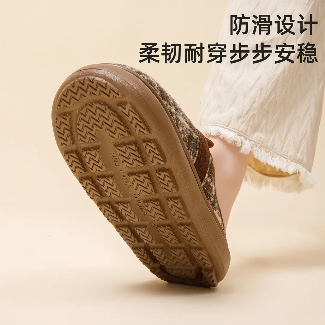 Striped Cotton Slippers for Women, Winter Home Slippers with Plush Lining, Thickened Cotton Slippers for Men, Non-Slip, Warm, and Suitable for Outdoor Wear - Image 5