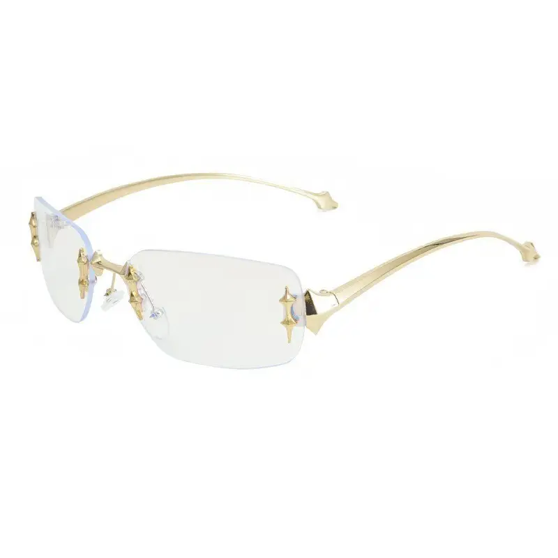 Women Rimless Sunglasses Gold Frame Cross Border Trendy - Image 2