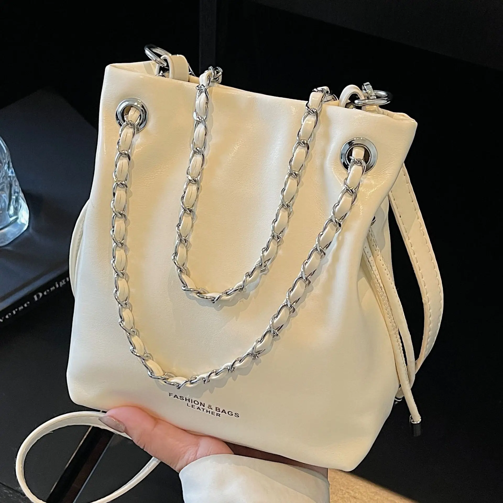 Black Leather Chain Shoulder Bag for Women 2025 - Image 8