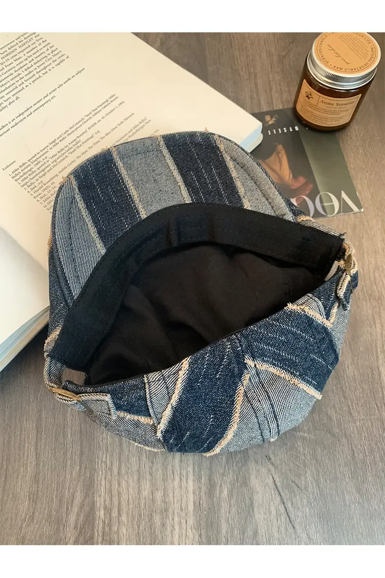 Japanese Striped Vintage Denim Cap for Women — feature 10