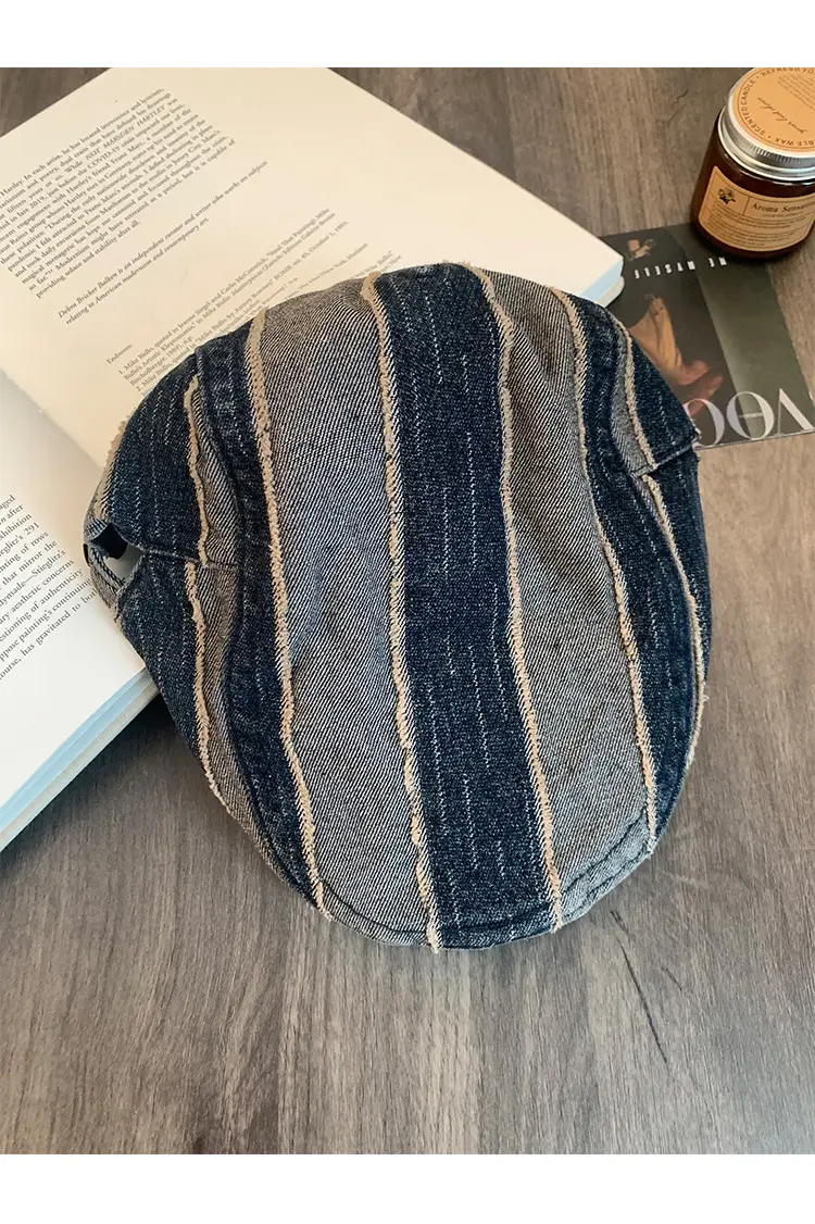 Japanese Striped Vintage Denim Cap for Women — feature 9