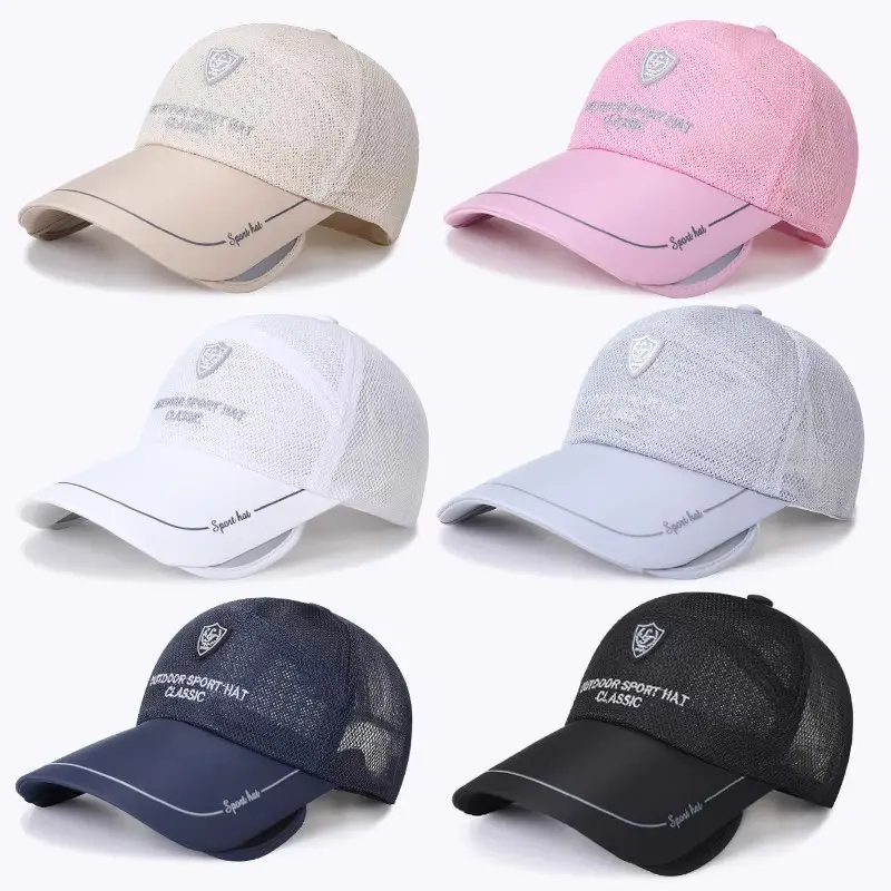 Men Black Mesh Baseball Cap Retractable Brim - Image 8