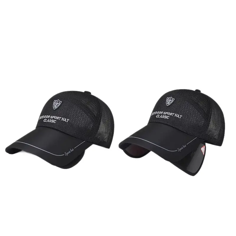 Men Black Mesh Baseball Cap Retractable Brim - Image 10