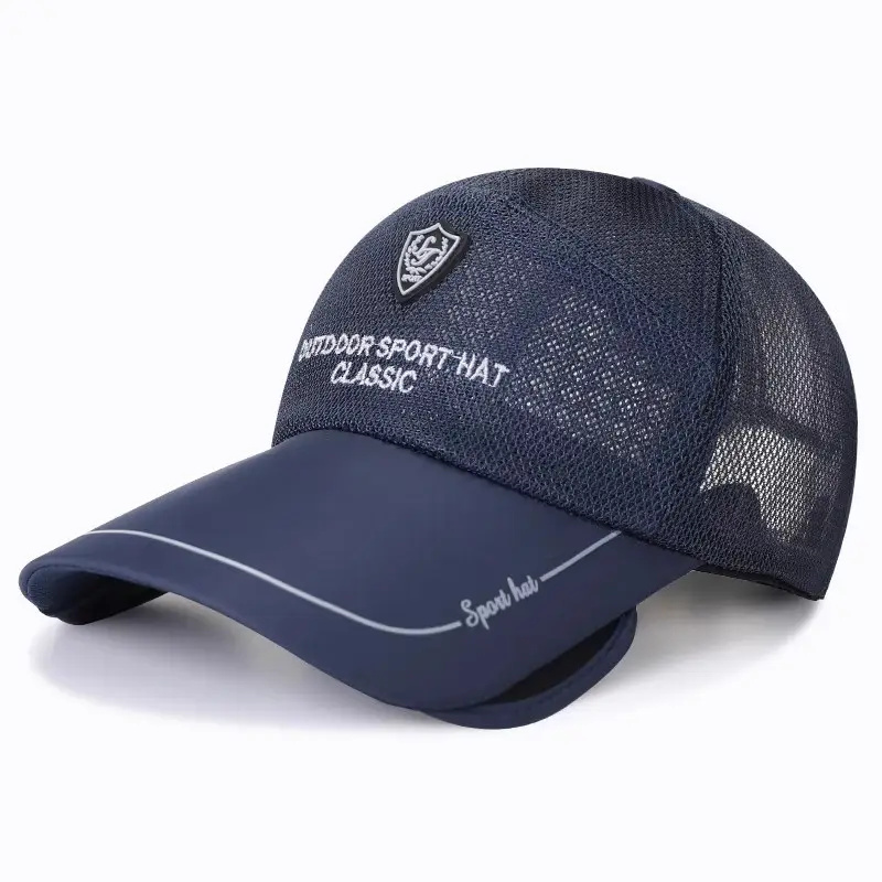 Men Black Mesh Baseball Cap Retractable Brim - Image 2
