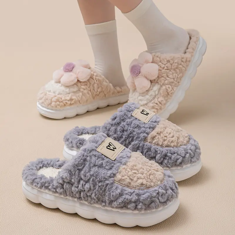 Women's Cotton Slippers for Autumn and Winter, Cartoon Design, Comfortable Indoor Dormitory Slippers, Warm, Plush, Thick-Soled, Couple's Maternity Slippers - Image 7