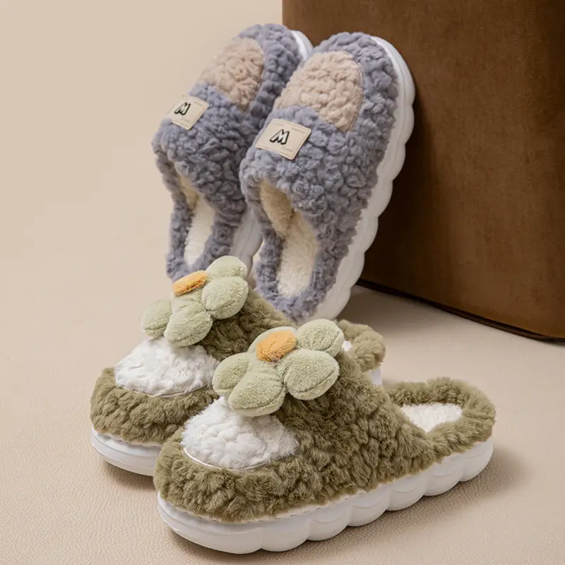 Women's Cotton Slippers for Autumn and Winter, Cartoon Design, Comfortable Indoor Dormitory Slippers, Warm, Plush, Thick-Soled, Couple's Maternity Slippers - Image 9