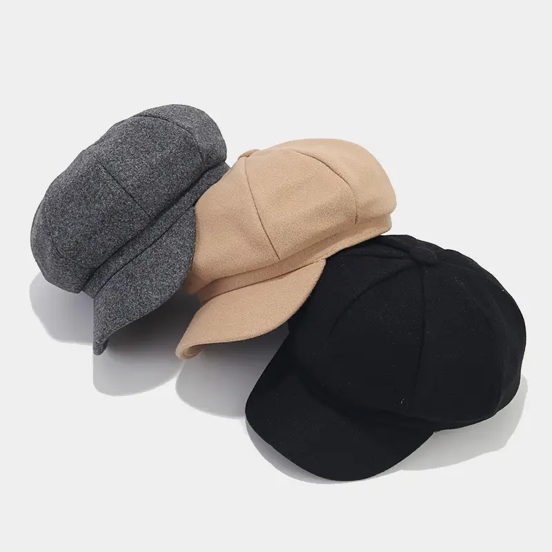 Women Woolen Beret Cap Navy Blue Large