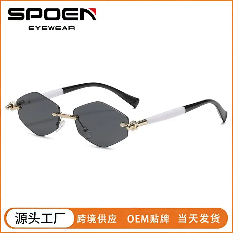 European Rhombus Frameless Sunglasses with Literary Design - Image 7