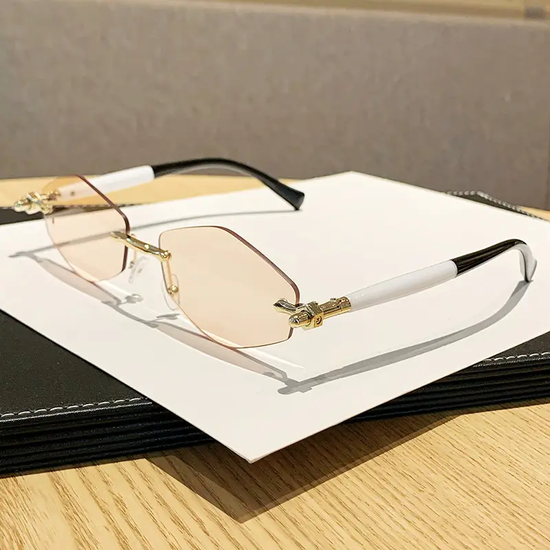 European Rhombus Frameless Sunglasses with Literary Design - Image 10
