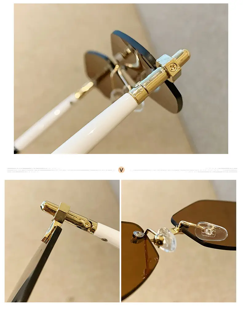 European Rhombus Frameless Sunglasses with Literary Design — feature 8