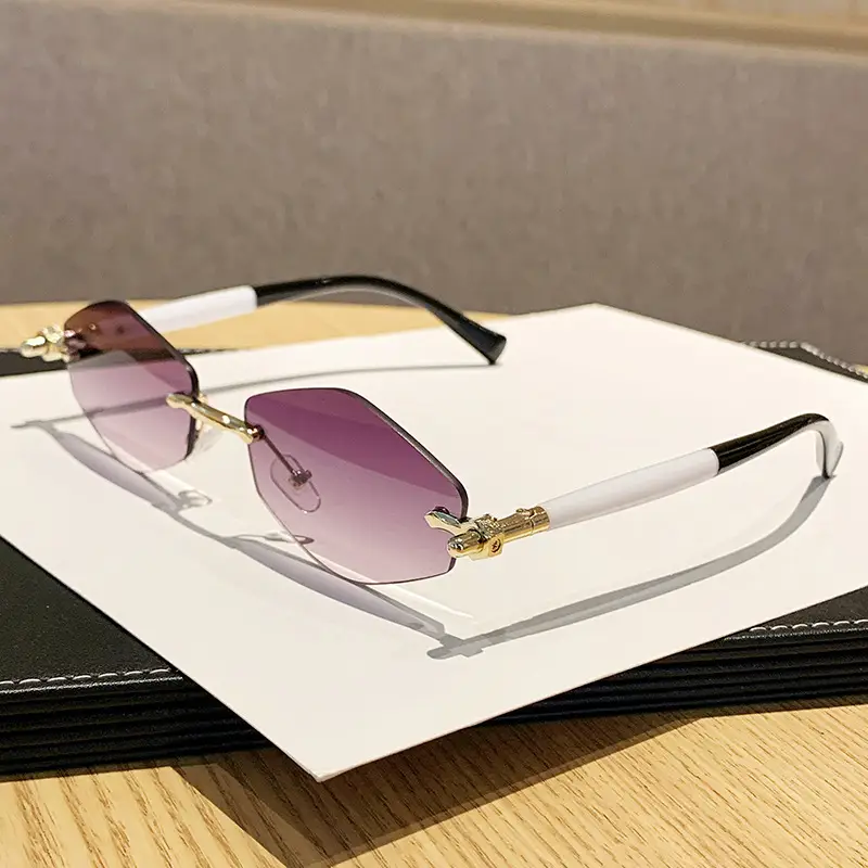 European Rhombus Frameless Sunglasses with Literary Design - Image 3