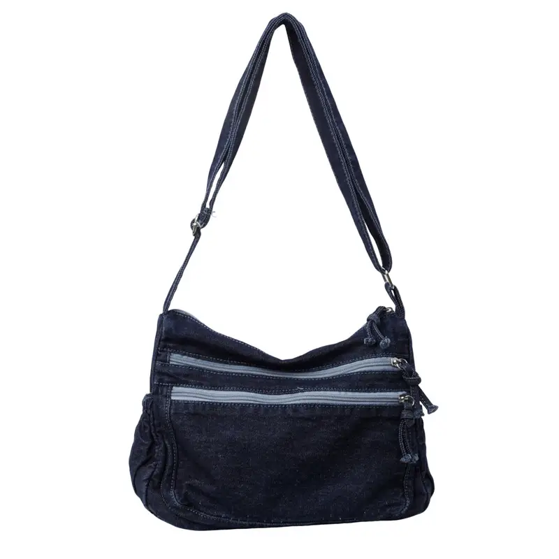Denim Retro Shoulder Bag Large Capacity Women Travel Literary Luggage - Image 8