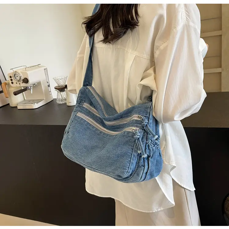 Denim Retro Shoulder Bag Large Capacity Women Travel Literary Luggage — feature 27
