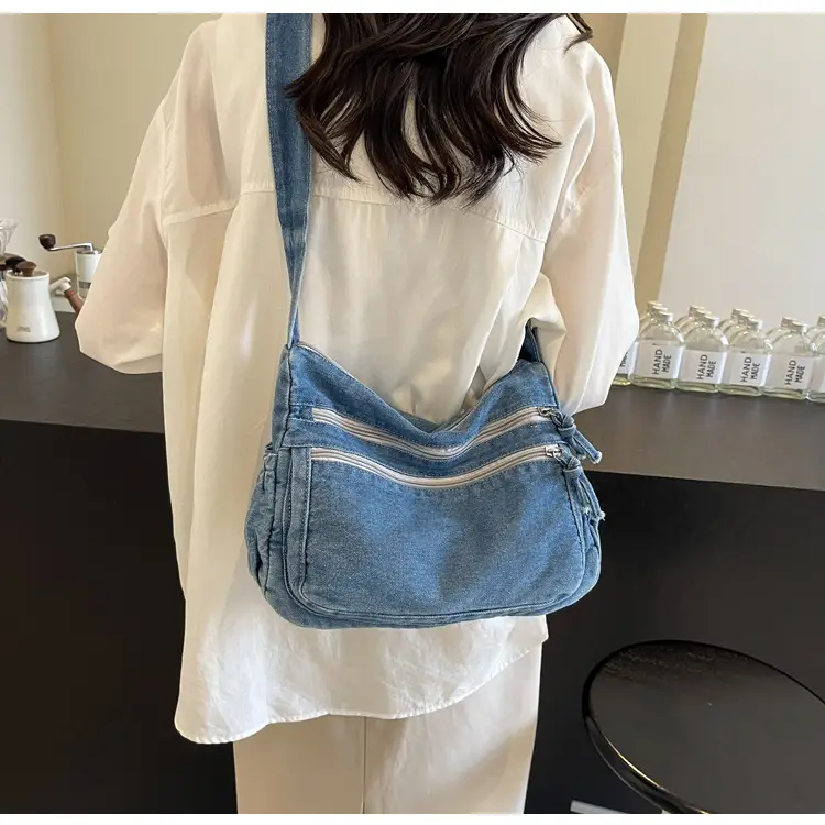 Denim Retro Shoulder Bag Large Capacity Women Travel Literary Luggage — feature 28