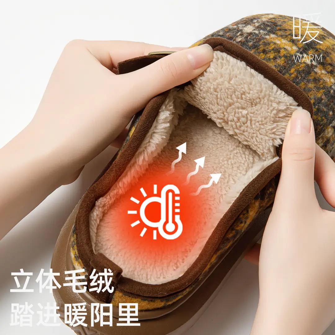 2026 New Cotton Slippers for Women, Autumn and Winter, Fleece-Lined, Warm, Indoor, Non-Slip, Anti-Odor, Couple's Cotton Slippers, Men's Winter