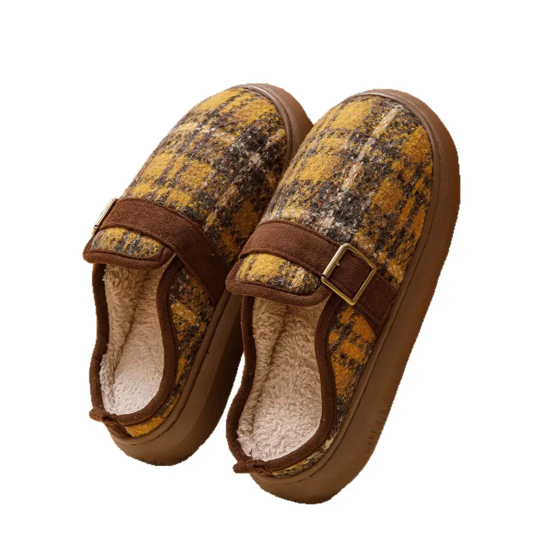 2026 New Cotton Slippers for Women, Autumn and Winter, Fleece-Lined, Warm, Indoor, Non-Slip, Anti-Odor, Couple's Cotton Slippers, Men's Winter
