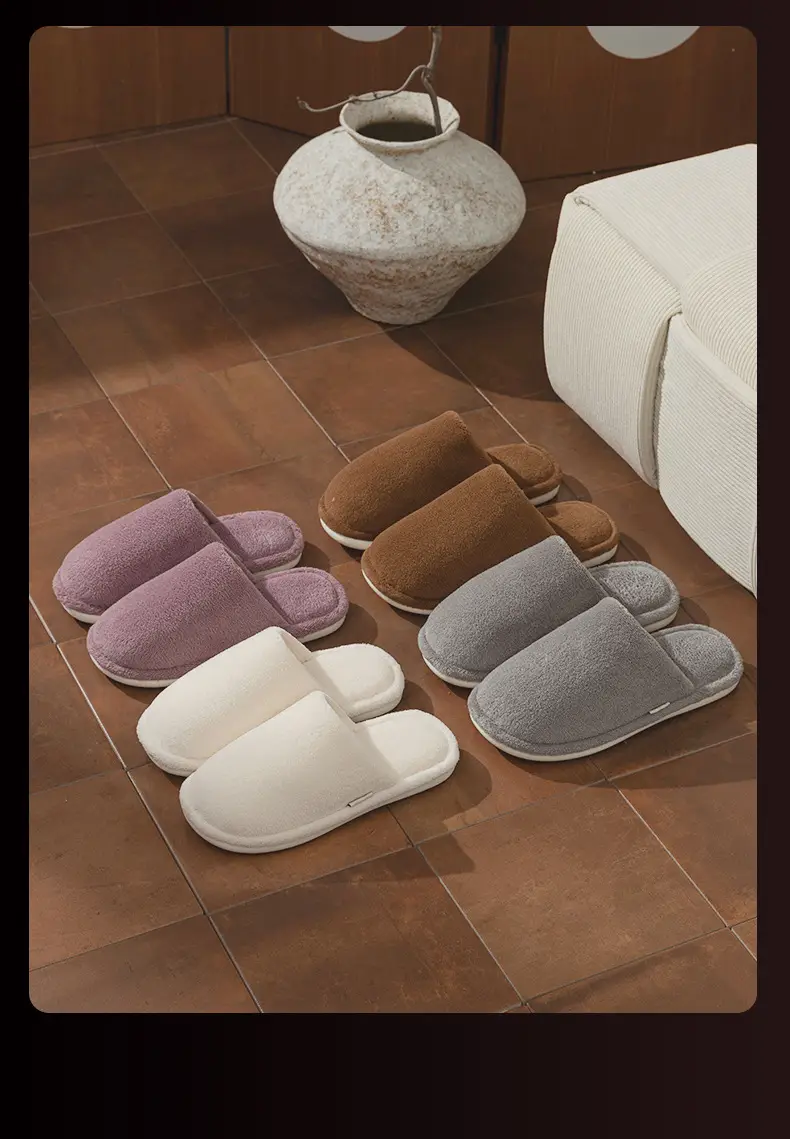 Non-Slip Cotton Slippers for Women in Autumn and Winter Indoor Home Couple Silent Fleece-Lined Warm Slippers Plush Confinement Cotton Slippers — feature 19