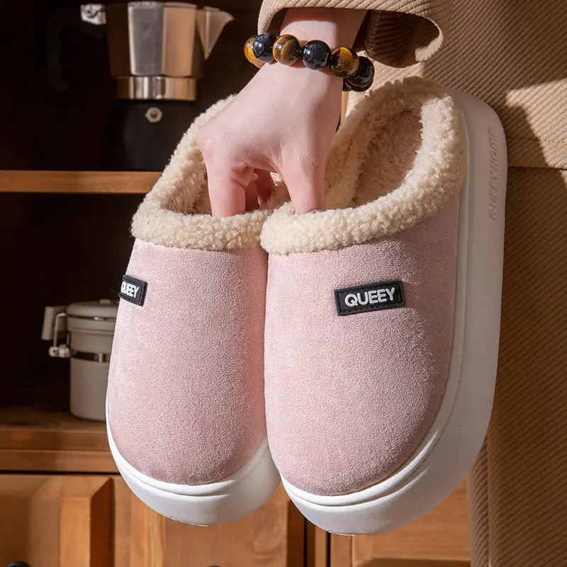 Winter Plush Cotton Slippers for Women at Home, Non-Slip Fleece-Lined Thick Soles to Keep Feet Warm and Unfrozen, Couples' High-Bottom Confinement Cotton Shoes - Image 6