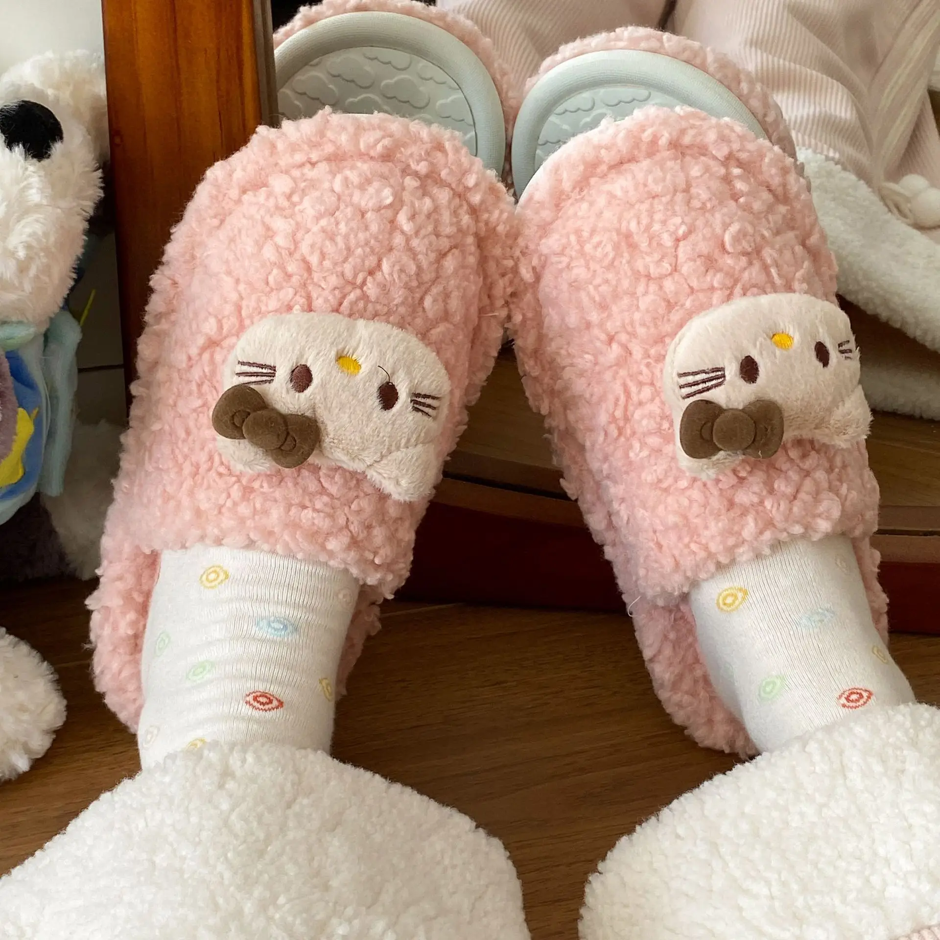 Hello Kitty Furry Slippers Women Warm Autumn Winter - Image 5