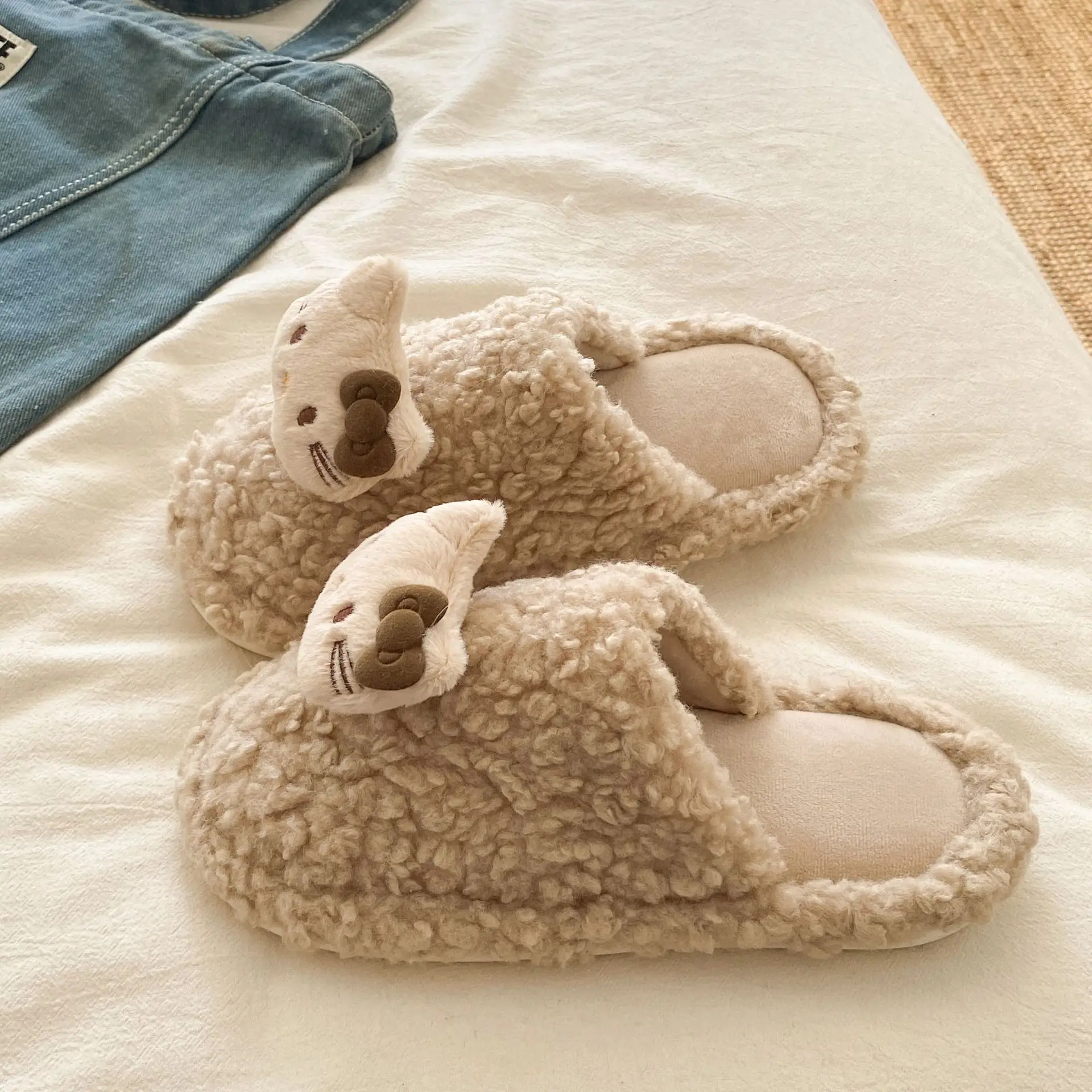 Hello Kitty Furry Slippers Women Warm Autumn Winter - Image 3