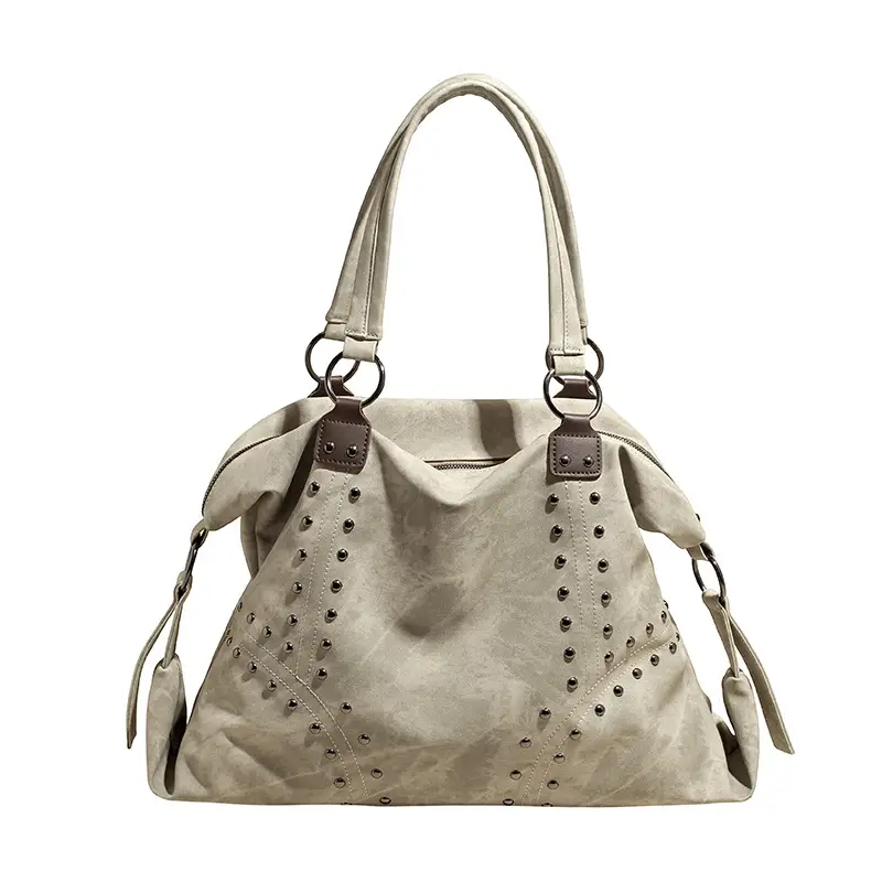 Stylish Grey Leather Shoulder Bag for Women - Image 9