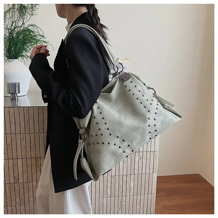 Stylish Grey Leather Shoulder Bag for Women — feature 21