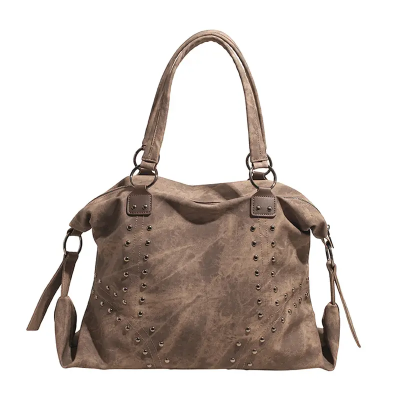 Stylish Grey Leather Shoulder Bag for Women - Image 4