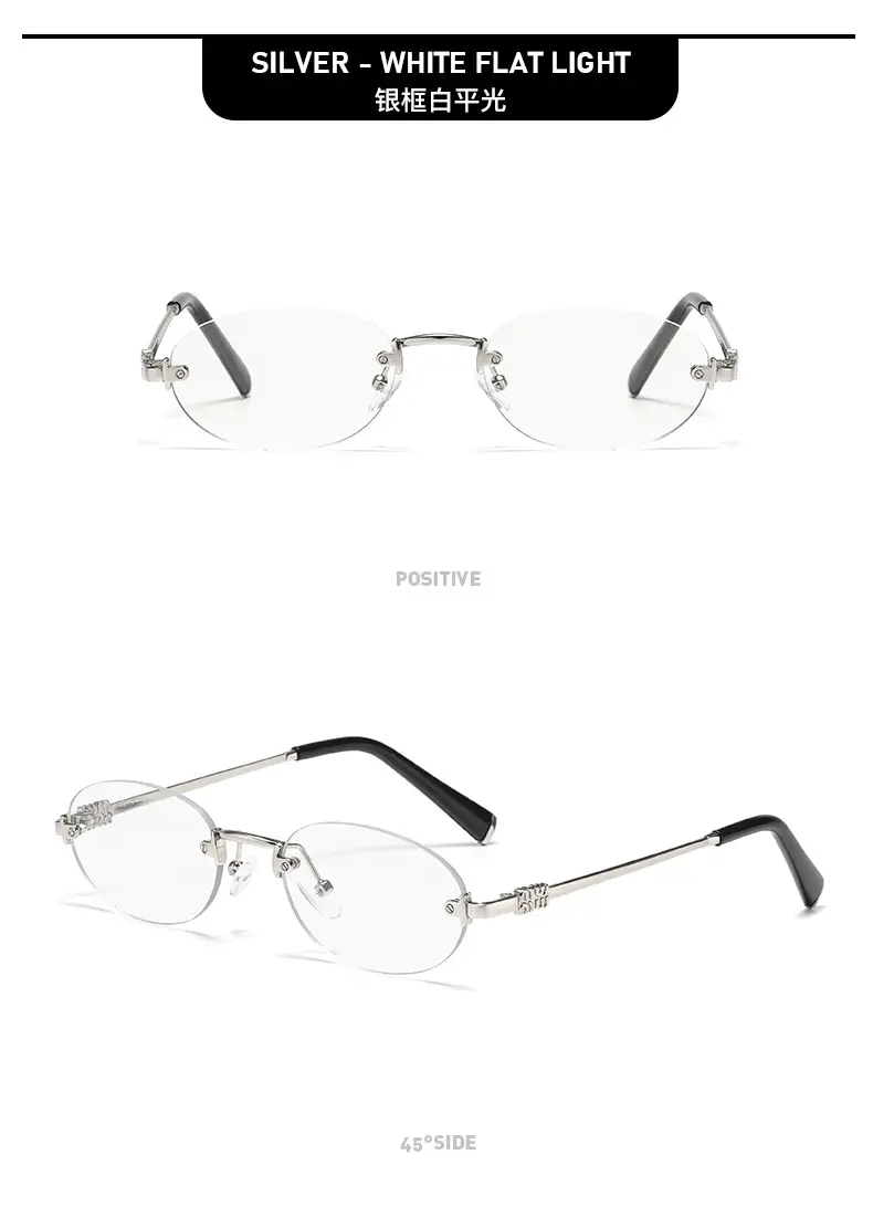 High-End Rimless Sunglasses for Women Gold Metal Black Lens — feature 17