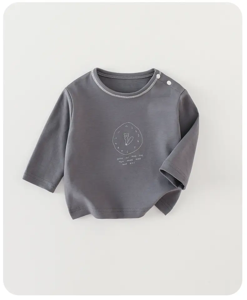 2025 Kids T-Shirt Grey Long Sleeve Korean Style — feature 10
