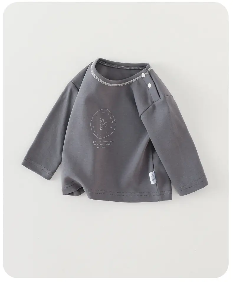 2025 Kids T-Shirt Grey Long Sleeve Korean Style — feature 11