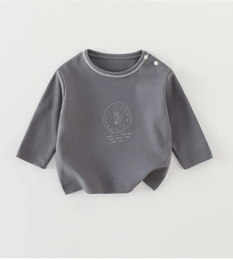 2025 Kids T-Shirt Grey Long Sleeve Korean Style — feature 2