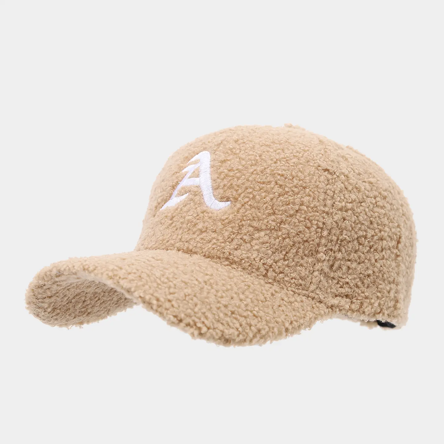 Winter Plush Cap Beige White Letter Men Women - Image 8