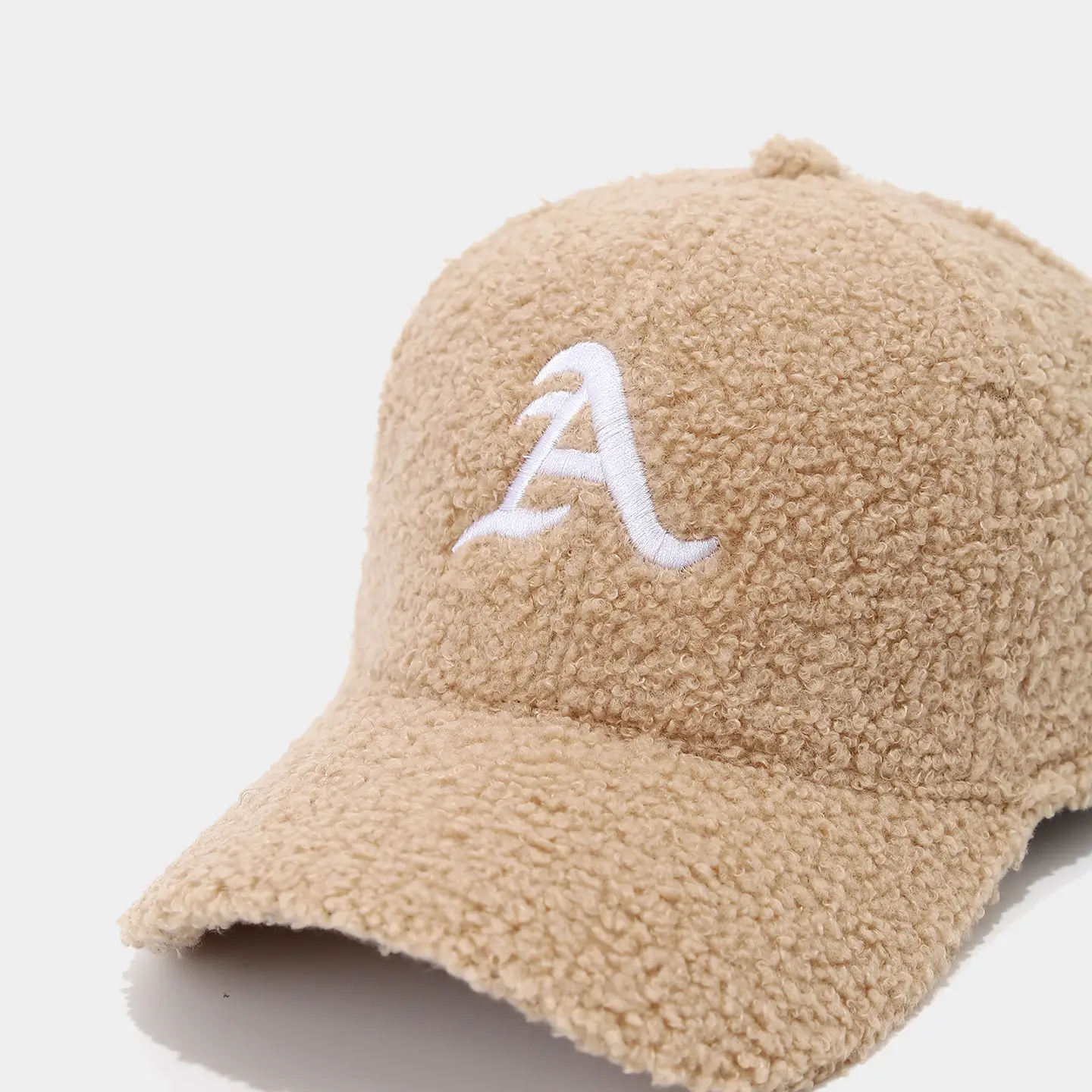Winter Plush Cap Beige White Letter Men Women — feature 9