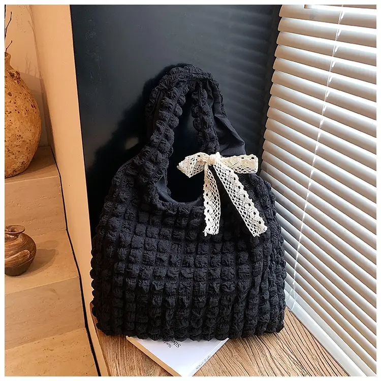 Pink Bubble Pleated Shoulder Bag for Women — feature 24