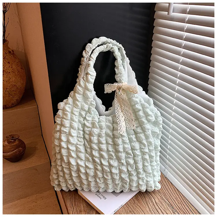 Pink Bubble Pleated Shoulder Bag for Women — feature 25