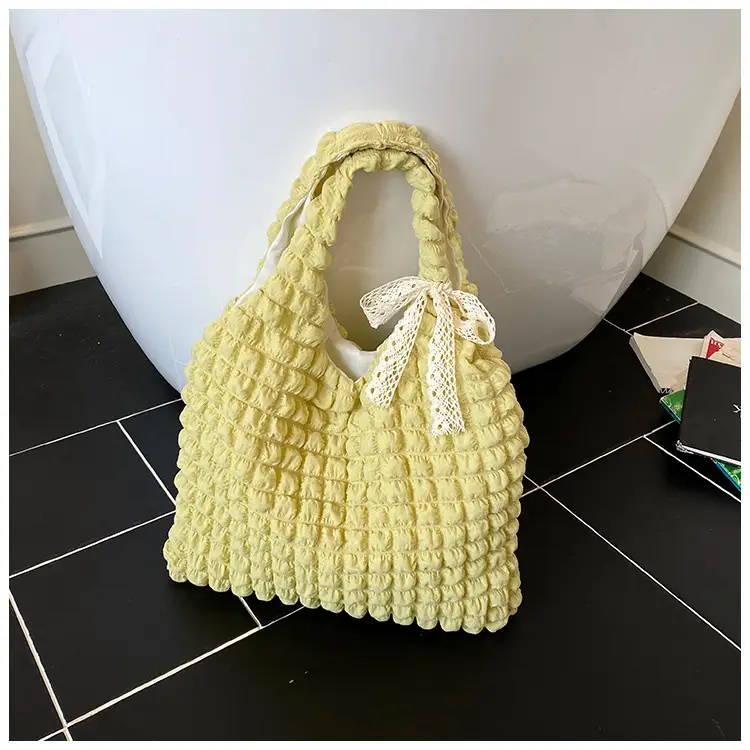 Pink Bubble Pleated Shoulder Bag for Women — feature 29