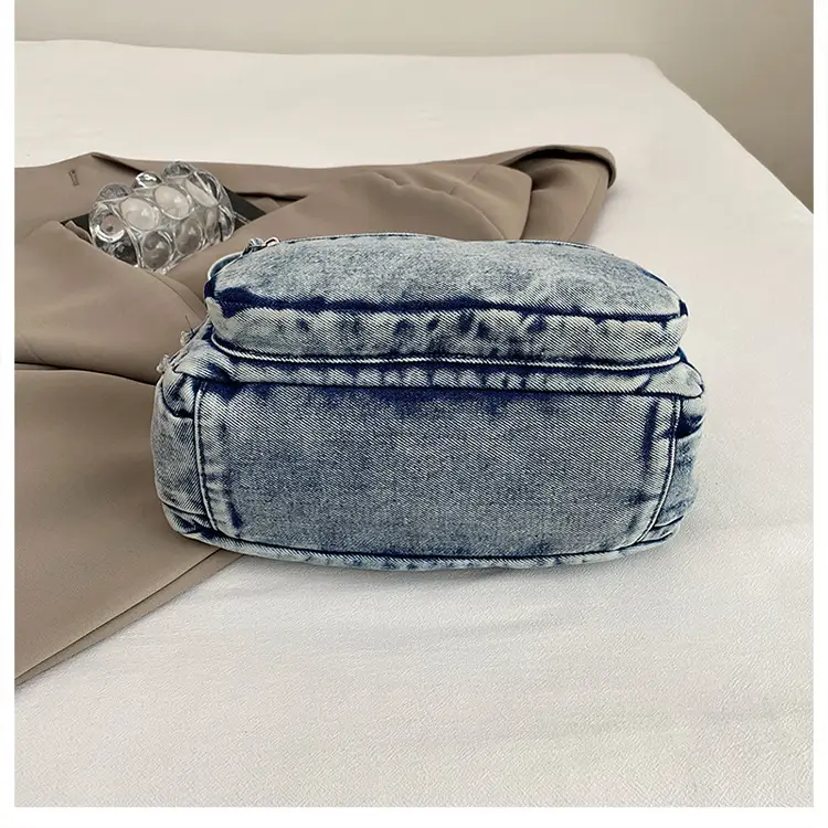 Women's Distressed Denim Crossbody Bag Large Capacity Casual Tote — feature 21