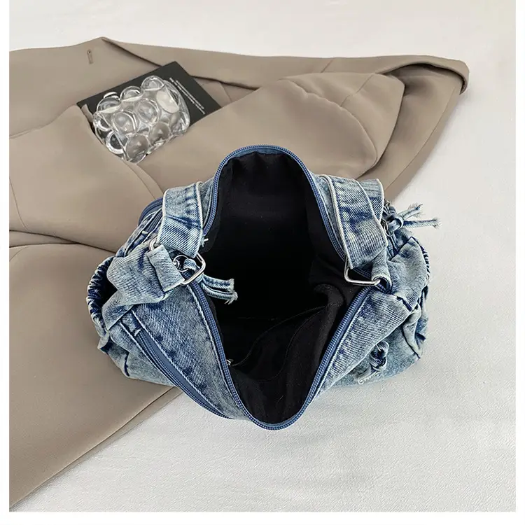 Women's Distressed Denim Crossbody Bag Large Capacity Casual Tote — feature 23