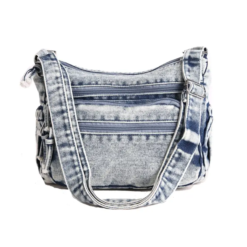 Women's Distressed Denim Crossbody Bag Large Capacity Casual Tote - Image 2