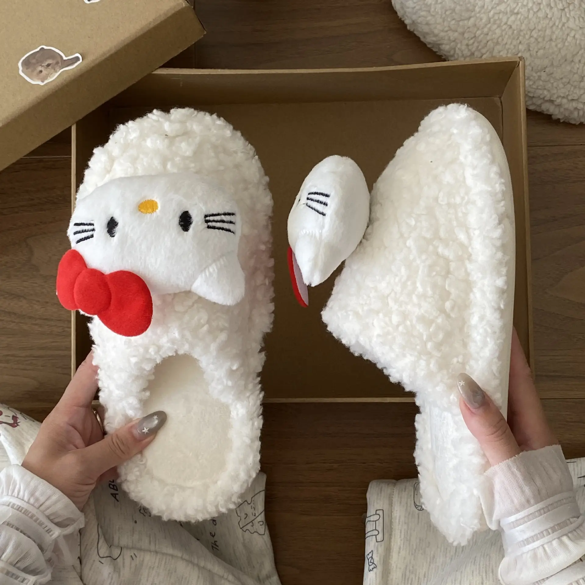 Hello Kitty Furry Slippers Women Pink Thick Non-Slip — feature 11
