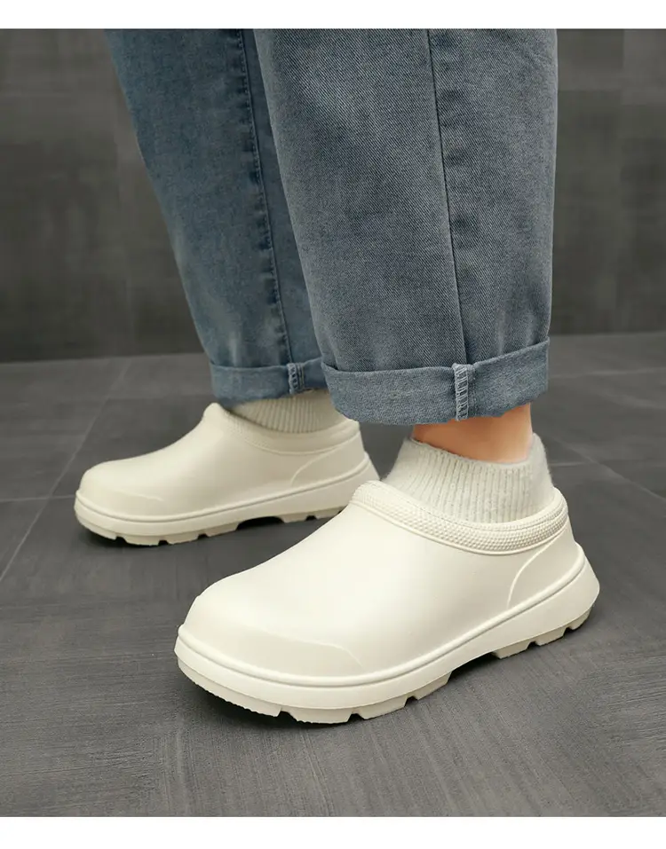 Cotton Shoes for Men's Winter Outer Wear Waterproof Non-Slip Wear-Resistant Chef Shoes Fleece-Lined Warm Snow Boots Outdoor Casual Rain Boots — feature 12