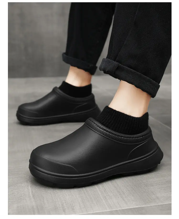 Cotton Shoes for Men's Winter Outer Wear Waterproof Non-Slip Wear-Resistant Chef Shoes Fleece-Lined Warm Snow Boots Outdoor Casual Rain Boots — feature 19