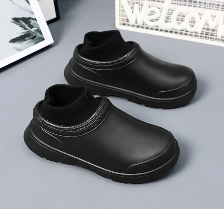 Cotton Shoes for Men's Winter Outer Wear Waterproof Non-Slip Wear-Resistant Chef Shoes Fleece-Lined Warm Snow Boots Outdoor Casual Rain Boots — feature 25