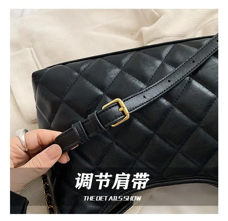 Black Quilted Shoulder Bag with Gold Chain for Women — feature 10