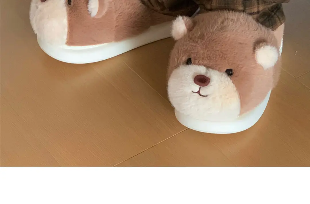 Zoo Series Large Size Women's Cotton Shoes Couple's Warm Plush Cute Comfortable Home Shoes Men's Winter Closed-Back Cotton Shoes — feature 29