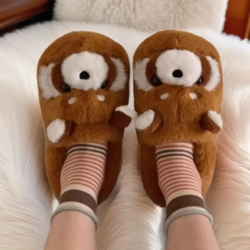 Zoo Series Large Size Women's Cotton Shoes Couple's Warm Plush Cute Comfortable Home Shoes Men's Winter Closed-Back Cotton Shoes
