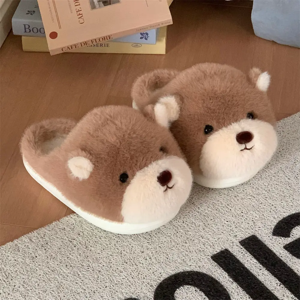 Zoo Series Large Size Women's Cotton Shoes Couple's Warm Plush Cute Comfortable Home Shoes Men's Winter Closed-Back Cotton Shoes