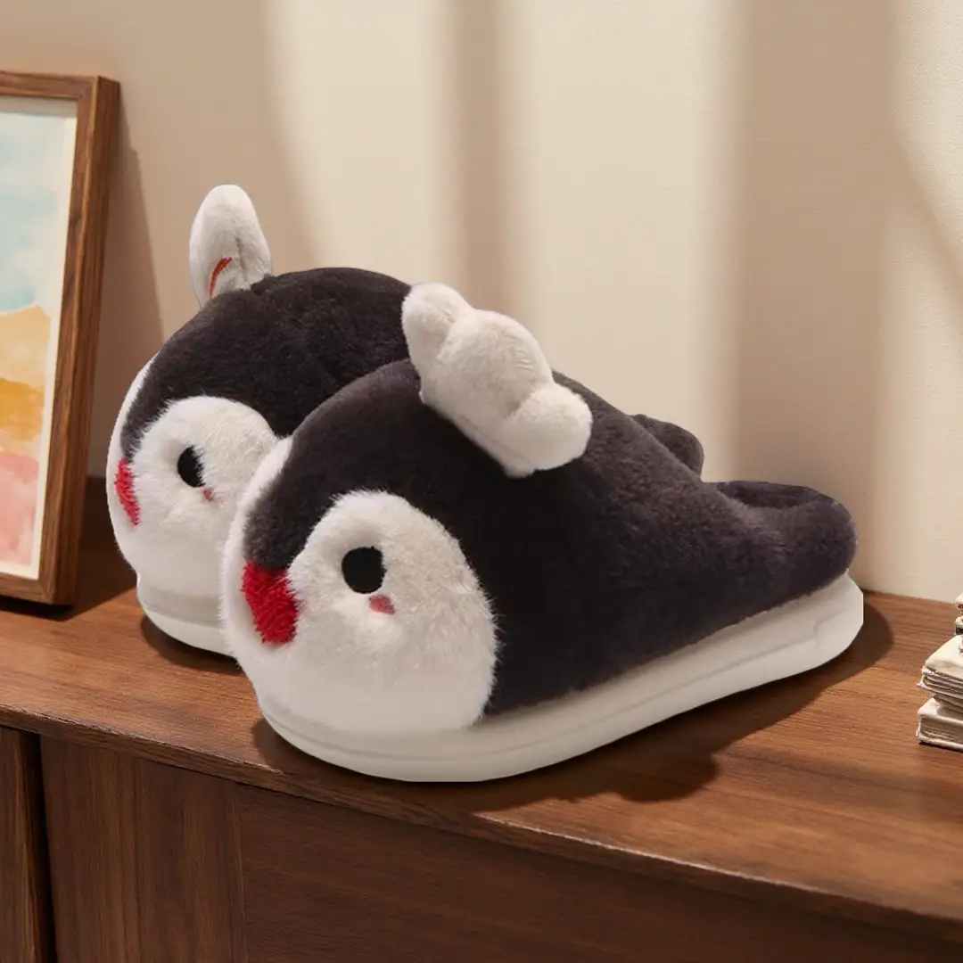 Zoo Series Large Size Women's Cotton Shoes Couple's Warm Plush Cute Comfortable Home Shoes Men's Winter Closed-Back Cotton Shoes
