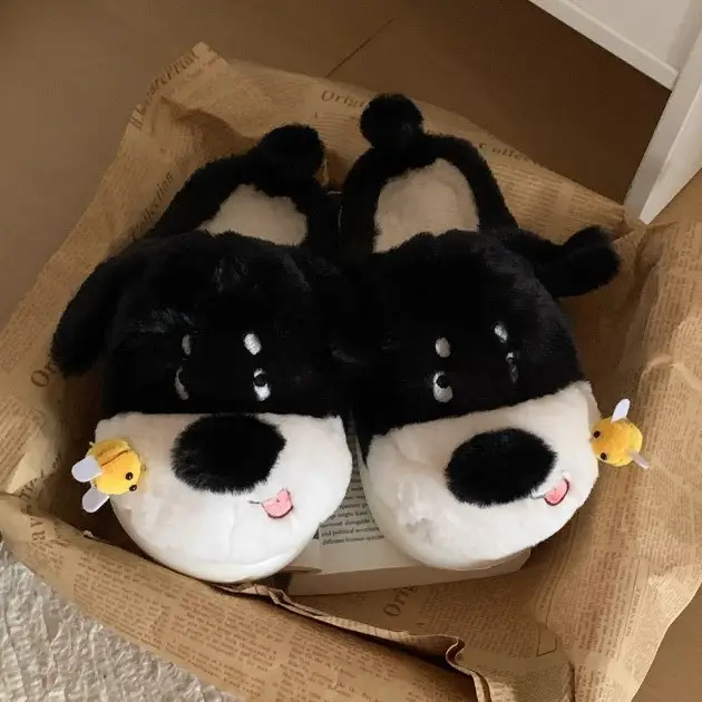 Zoo Series Large Size Women's Cotton Shoes Couple's Warm Plush Cute Comfortable Home Shoes Men's Winter Closed-Back Cotton Shoes